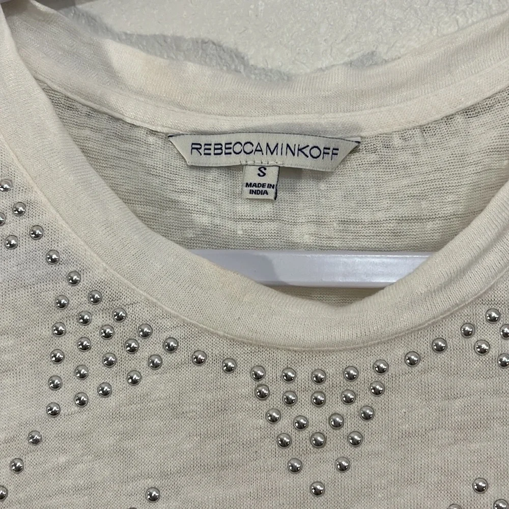 Rebecca Minkoff white fray and silver studded tank size small - Picture 3 of 5